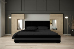 Wohnwand für Schlafzimmer Schrankwand Möbel Schlafzimmermöbel Modernes Möbelset Schafzimmerschränke Panama M1