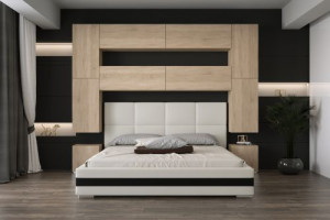 Wohnwand für Schlafzimmer Schrankwand Möbel Schlafzimmermöbel Modernes Möbelset Schafzimmerschränke Panama M4 1A