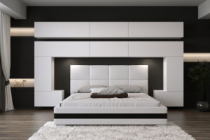 Wohnwand für Schlafzimmer Schrankwand Möbel Schlafzimmermöbel Modernes Möbelset Schafzimmerschränke Panama M5 1B