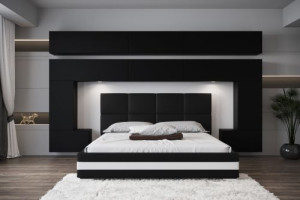 Wohnwand für Schlafzimmer Schrankwand Möbel Schlafzimmermöbel Modernes Möbelset Schafzimmerschränke Panama M5 1C