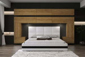 Wohnwand für Schlafzimmer Schrankwand Möbel Schlafzimmermöbel Modernes Möbelset Schafzimmerschränke Panama M5 1A