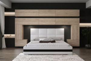 Wohnwand für Schlafzimmer Schrankwand Möbel Schlafzimmermöbel Modernes Möbelset Schafzimmerschränke Panama M5 1A