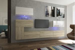 Anbauwand Wohnwand Wohnwände Schrankwand Modernes Wohnzimmer NEU Manhattan N123 1B