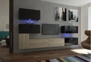 Anbauwand Wohnwand Wohnwände Schrankwand Modernes Wohnzimmer NEU Manhattan N123 1B