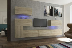 Anbauwand Wohnwand Wohnwände Schrankwand Modernes Wohnzimmer NEU Manhattan N123 1A