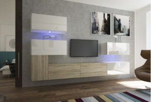 Anbauwand Wohnwand Wohnwände Schrankwand Modernes Wohnzimmer NEU Manhattan N123 1B