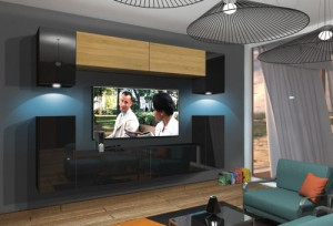 Anbauwand Wohnwand Wohnwände Schrankwand Modernes Wohnzimmer NEU Rodos N43