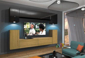 Anbauwand Wohnwand Wohnwände Schrankwand Modernes Wohnzimmer NEU Rodos N43