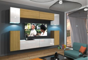 Anbauwand Wohnwand Wohnwände Schrankwand Modernes Wohnzimmer NEU Rodos N43