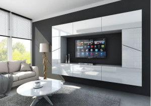 Modernes Wohnzimmer, Wohnwand, Wohnschrank, Schrankwand, Möbel - Maroko S7