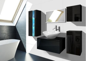 Badezimmermöbel Badmöbel Badeschrank Badezimmerschrank Hochglanz ALIUS 35
