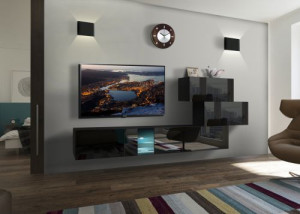 Troja N85- Modernes Wohnzimmer, Wohnwand, Wohnschrank, Schrankwand, Möbel