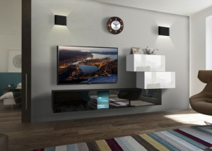 Troja N85- Modernes Wohnzimmer, Wohnwand, Wohnschrank, Schrankwand, Möbel