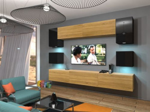 Anbauwand Wohnwand Wohnwände Schrankwand Modernes Wohnzimmer NEU Nowara N1 1B