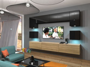 Anbauwand Wohnwand Wohnwände Schrankwand Modernes Wohnzimmer NEU Nowara N1 1B