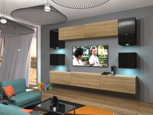 Anbauwand Wohnwand Wohnwände Schrankwand Modernes Wohnzimmer NEU Nowara N1 1B