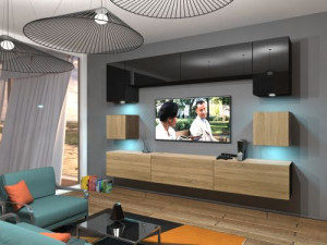Anbauwand Wohnwand Wohnwände Schrankwand Modernes Wohnzimmer NEU Nowara N1 1B