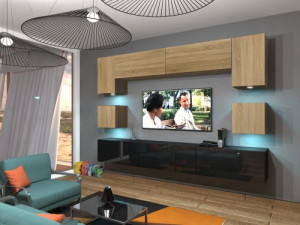 Anbauwand Wohnwand Wohnwände Schrankwand Modernes Wohnzimmer NEU Nowara N1 1A