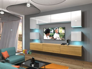 Anbauwand Wohnwand Wohnwände Schrankwand Modernes Wohnzimmer NEU Nowara N1 1B