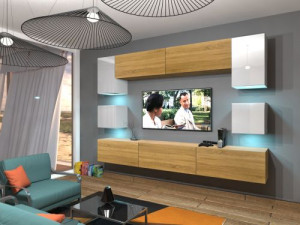 Anbauwand Wohnwand Wohnwände Schrankwand Modernes Wohnzimmer NEU Nowara N1 1B