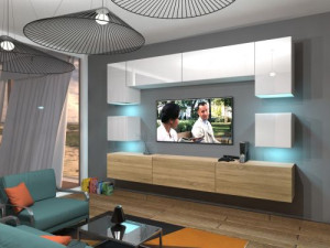 Anbauwand Wohnwand Wohnwände Schrankwand Modernes Wohnzimmer NEU Nowara N1 1A