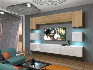 Anbauwand Wohnwand Wohnwände Schrankwand Modernes Wohnzimmer NEU Nowara N1 1A