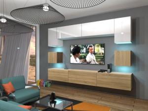 Anbauwand Wohnwand Wohnwände Schrankwand Modernes Wohnzimmer NEU Nowara N1 1B