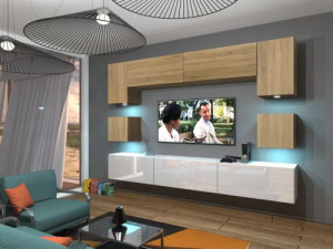 Anbauwand Wohnwand Wohnwände Schrankwand Modernes Wohnzimmer NEU Nowara N1 1B