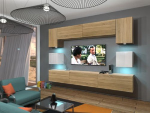Anbauwand Wohnwand Wohnwände Schrankwand Modernes Wohnzimmer NEU Nowara N1 1B