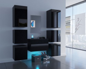 Flur Dielenmöbel Garderobenschrank Dielenschrank Schuhschrank Flurmöbel Set Spiegel  F3