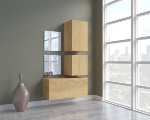 Flur Dielenmöbel Garderobenschrank Dielenschrank Schuhschrank Flurmöbel Set Spiegel  F5