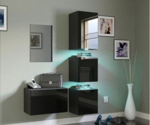Flur Dielenmöbel Garderobenschrank Dielenschrank Schuhschrank Flurmöbel Set Spiegel  F1