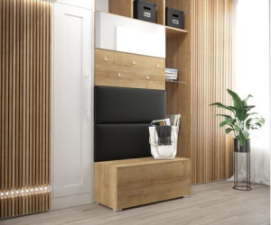 Flur Dielenmöbel Garderobenschrank Dielenschrank Schuhschrank Flurmöbel Set Spiegel  GF78