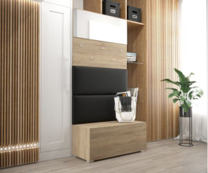 Flur Dielenmöbel Garderobenschrank Dielenschrank Schuhschrank Flurmöbel Set Spiegel  GF78