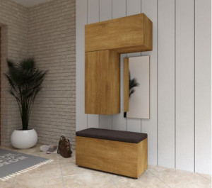 Flur Dielenmöbel Garderobenschrank Dielenschrank Schuhschrank Flurmöbel Set Spiegel  F10