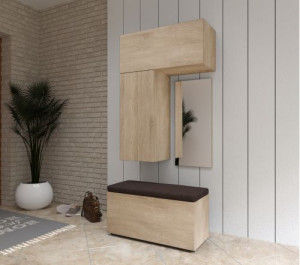Flur Dielenmöbel Garderobenschrank Dielenschrank Schuhschrank Flurmöbel Set Spiegel  F10