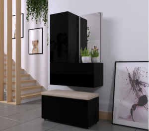 Flur Dielenmöbel Garderobenschrank Dielenschrank Schuhschrank Flurmöbel Set Spiegel  F15