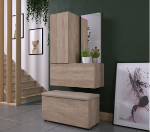 Flur Dielenmöbel Garderobenschrank Dielenschrank Schuhschrank Flurmöbel Set Spiegel  F15