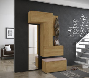 Flur Dielenmöbel Garderobenschrank Dielenschrank Schuhschrank Flurmöbel Set Spiegel  F8