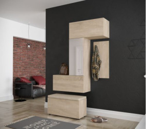 Flur Dielenmöbel Garderobenschrank Dielenschrank Schuhschrank Flurmöbel Set Spiegel  F71