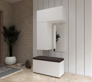 Flur Dielenmöbel Garderobenschrank Dielenschrank Schuhschrank Flurmöbel Set Spiegel  F10
