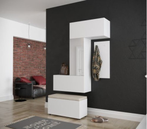 Flur Dielenmöbel Garderobenschrank Dielenschrank Schuhschrank Flurmöbel Set Spiegel  F71