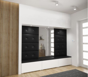 Flur Dielenmöbel Garderobenschrank Dielenschrank Schuhschrank Flurmöbel Set Spiegel  GF90