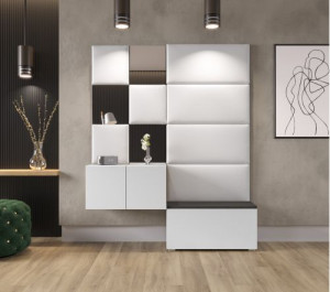 Flur Dielenmöbel Garderobenschrank Dielenschrank Schuhschrank Flurmöbel Set Spiegel  GF87