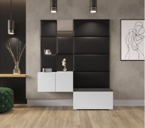 Flur Dielenmöbel Garderobenschrank Dielenschrank Schuhschrank Flurmöbel Set Spiegel  GF87