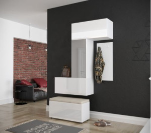 Flur Dielenmöbel Garderobenschrank Dielenschrank Schuhschrank Flurmöbel Set Spiegel  F71