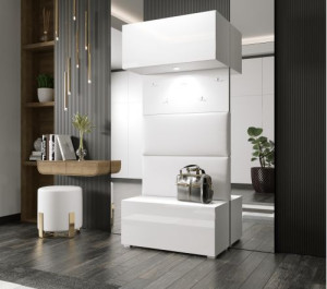Flur Dielenmöbel Garderobenschrank Dielenschrank Schuhschrank Flurmöbel Set Spiegel  GF77