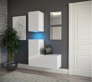 Flur Dielenmöbel Garderobenschrank Dielenschrank Schuhschrank Flurmöbel Set Spiegel  GF19