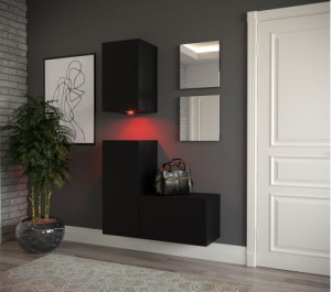 Flur Dielenmöbel Garderobenschrank Dielenschrank Schuhschrank Flurmöbel Set Spiegel  GF19