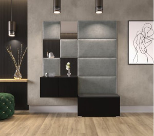 Flur Dielenmöbel Garderobenschrank Dielenschrank Schuhschrank Flurmöbel Set Spiegel  GF87